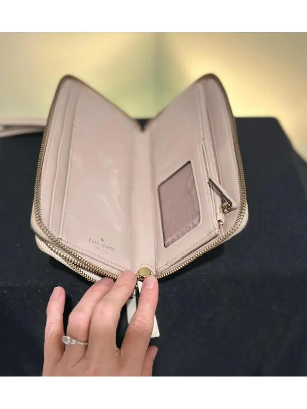Kate Spade Grove Street Anita Double‑Zip Wallet Nude & Ivory *GUC